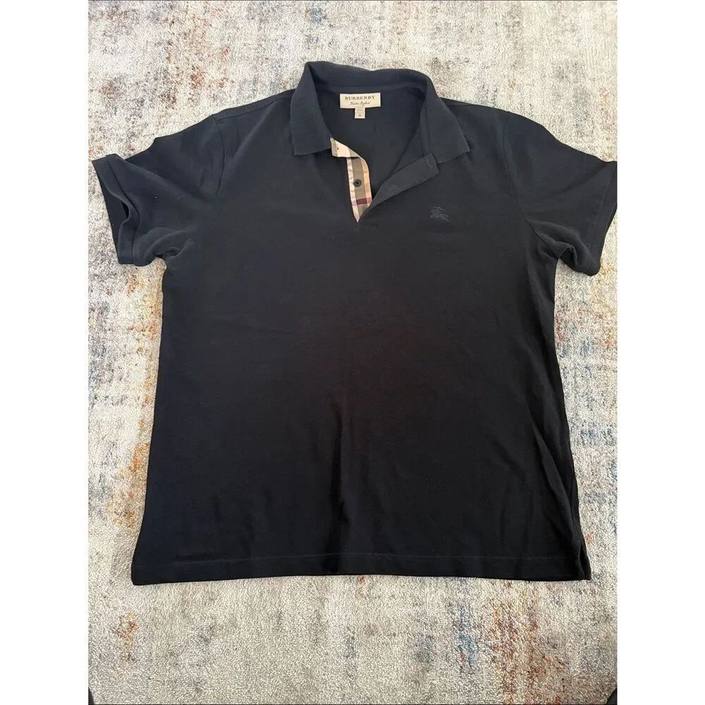 Burberry Black Men's Polo with Signature Check Placket